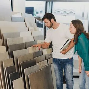 couple looking at tile
