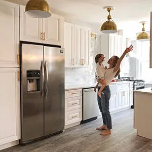 woman in new kitchen