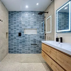 Walk in tile shower