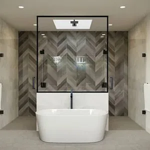 bathroom with wet room design
