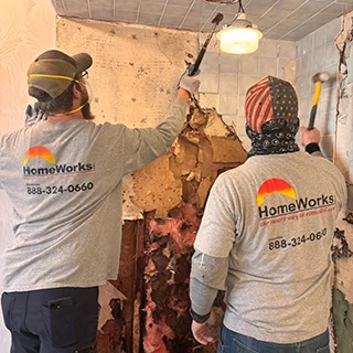 Homeworks carpenter installing crown moldings 