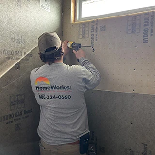Homeworks carpenter installing crown moldings 
