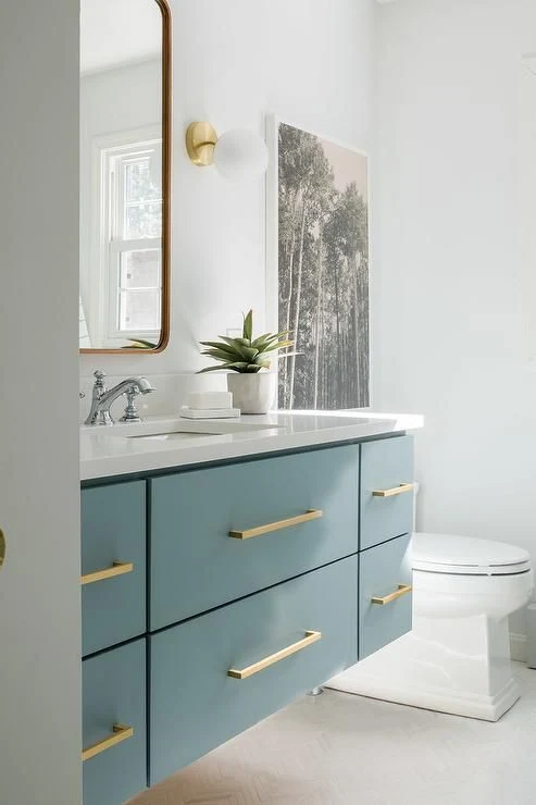 Small bathroom with floating vanity in Chesterfield Township Michigan 