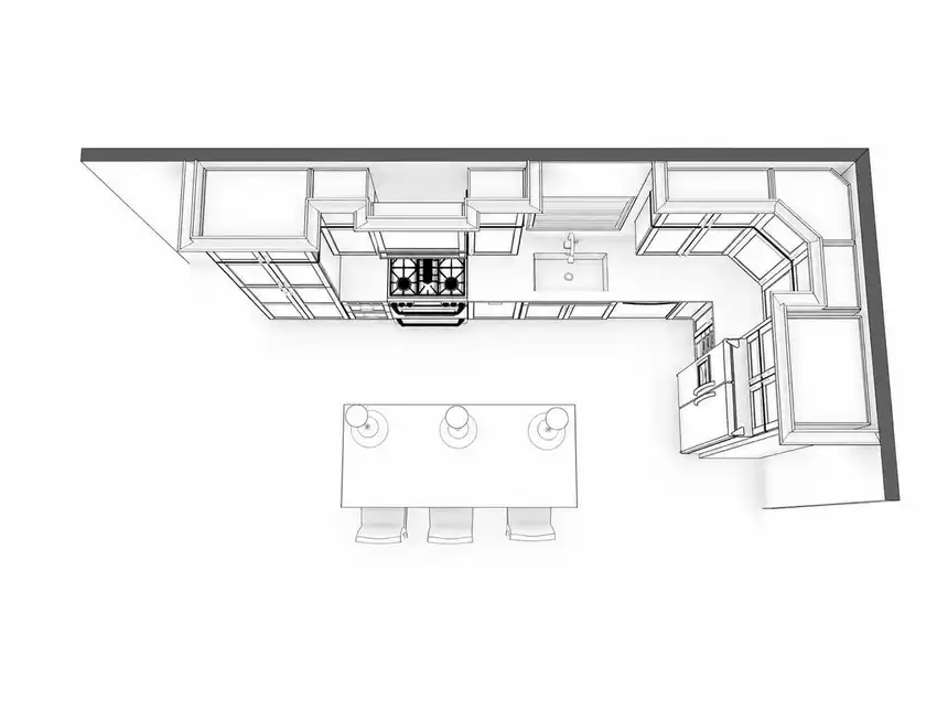 Deep Green + Warm Oak kitchen, floor plan