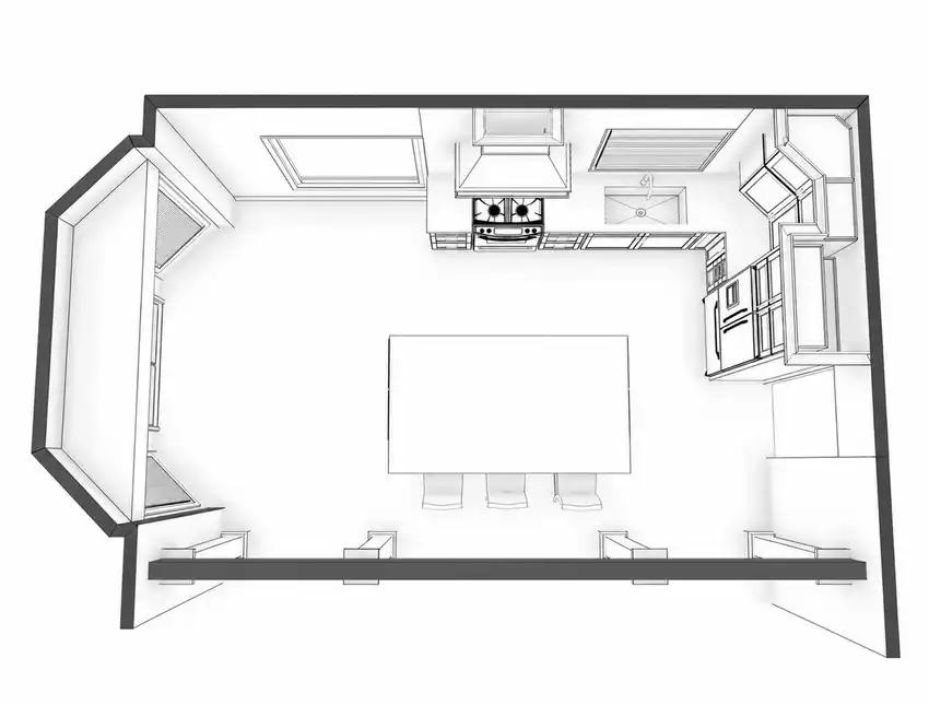 Natural Oak + Deep Green kitchen, floor plan