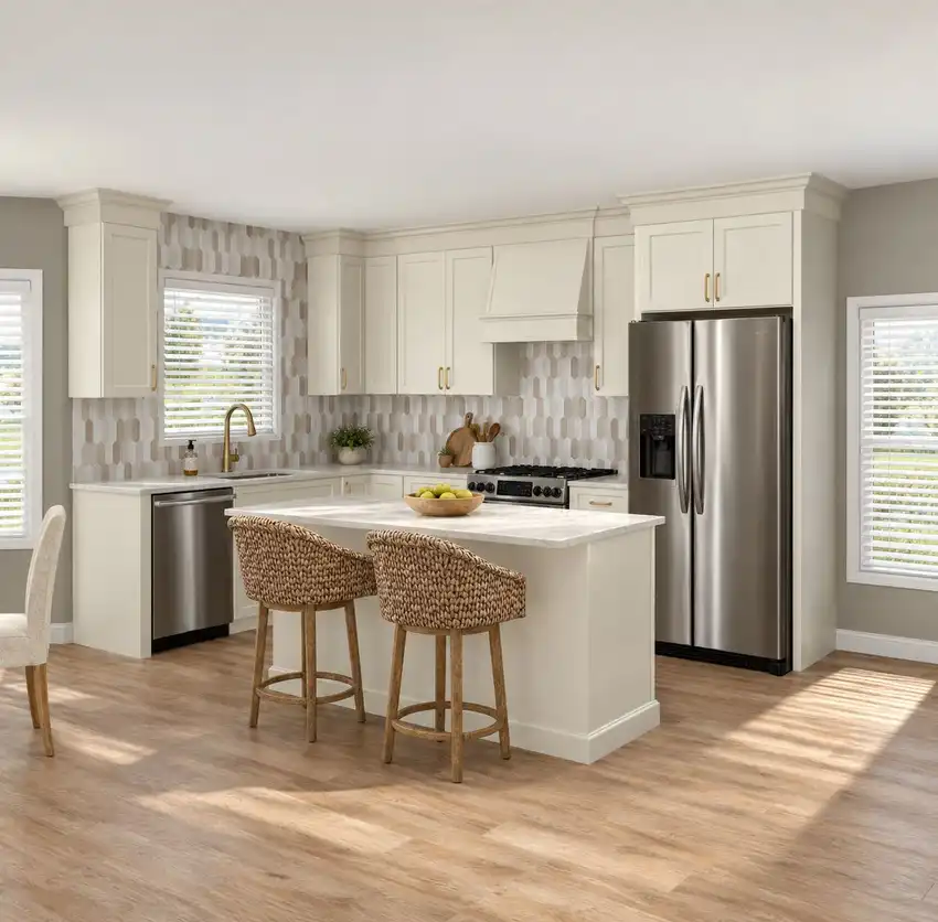 Soft Ivory + Warm Natural Tones kitchen, 3D design 2