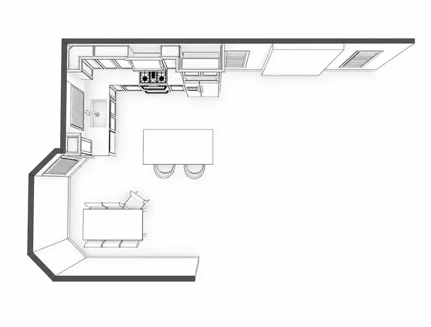 Soft Ivory + Warm Natural Tones kitchen, floor plan