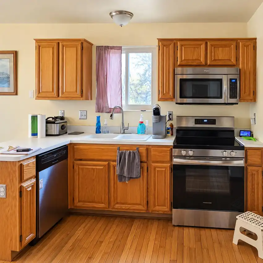 Warm Greige + Oversized Island kitchen, before 2