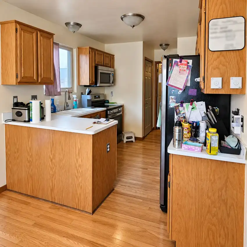 Warm Greige + Oversized Island kitchen, before