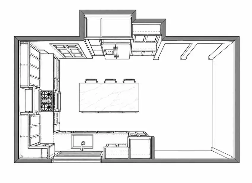 Warm Walnut + Soft Ivory kitchen, floor plan