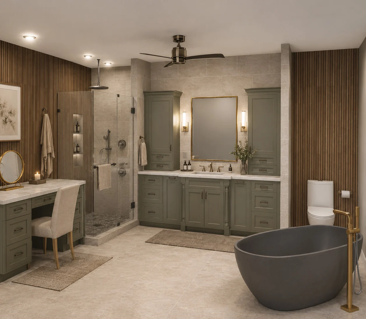 Walk in tile shower